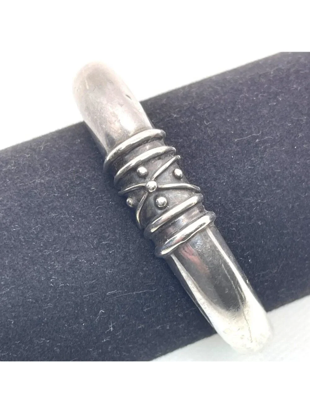 Vintage Deborah Armstrong 925 Sterling Silver Hollow Dome Cuff Bracelet Signed - Picture 3 of 16